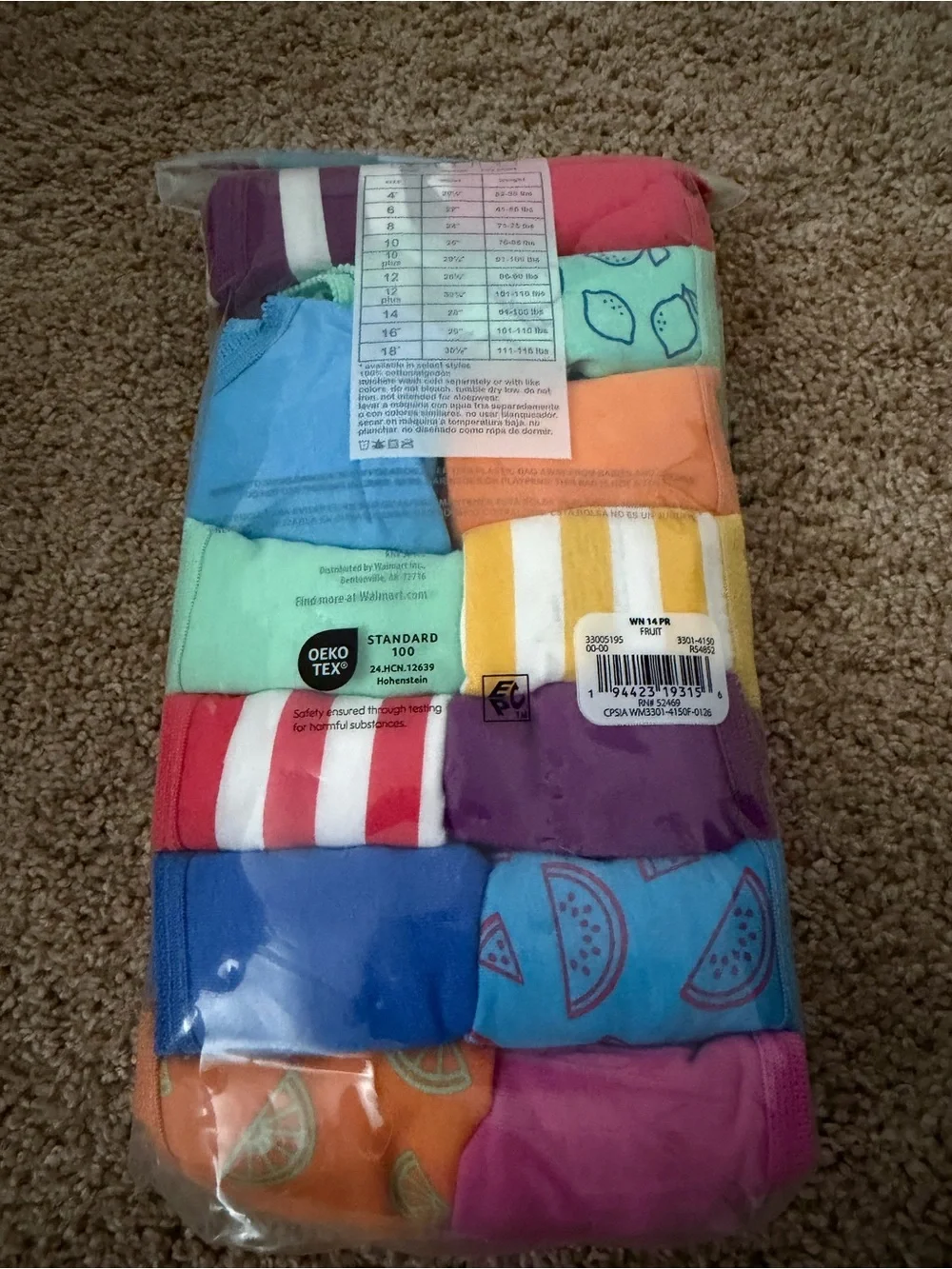 Wonder Nation Girls' Hipster Underwear Value Pack, 14-Count (Size 18)